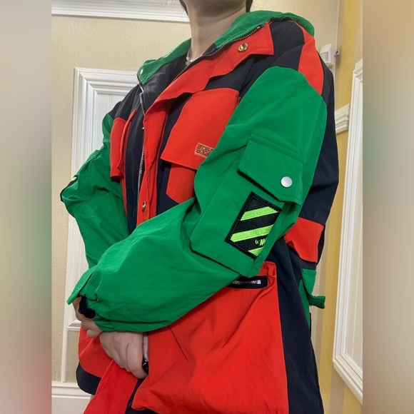 NWOT Vibrant Green and Orange Colorblock Jacket - Picture 12 of 14